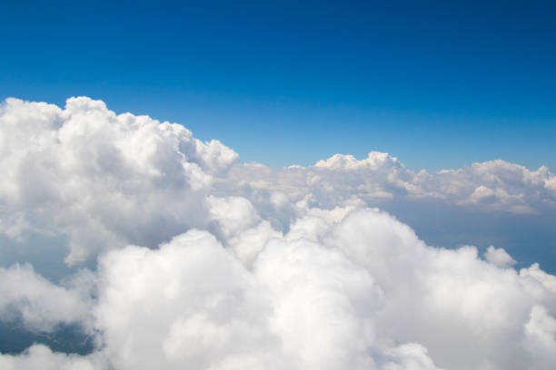 istock Clouds and blue sky view and landscape, blue and white colors 1420075404