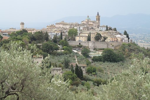 Panoramic view of Trevi in Umbria, near city of Perugia in Italy.