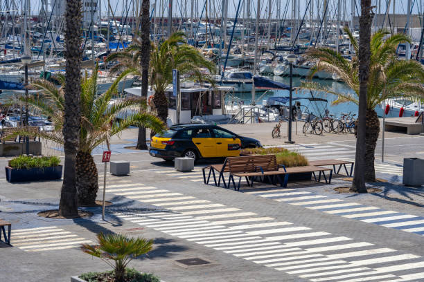 Marina in Olympic port with many yacht in Barcelona, Spain - May 13, 2022 stock photo