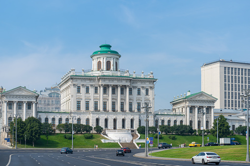 Moscow, Russia - August 28, 2022: The architecturally beautiful Pashkov House, part of the Russian State Library