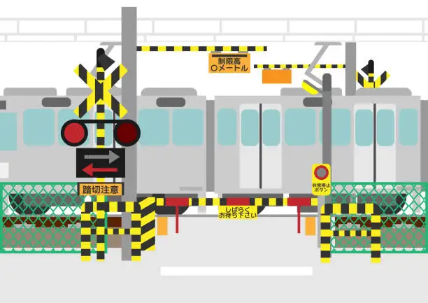 Vector illustration of train crossing