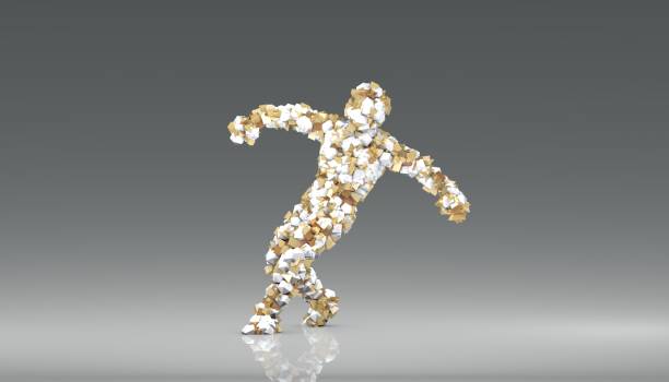 istock An abstract, geometric man stands in a dance pose. 3D rendering. 1420086575