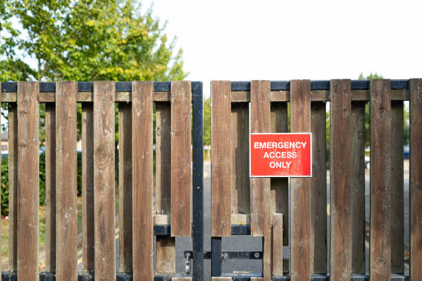 istock Shallow focus of a red Emergency Access Sign. 1420088435