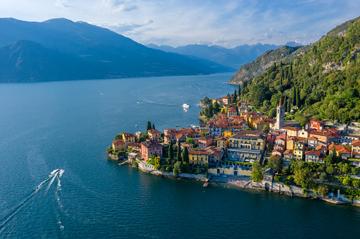 Bellagio by Lake Como Aerial view Italy