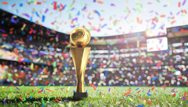 Golden Cup in football stadium Golden Cup in football stadium final round stock pictures, royalty-free photos & images