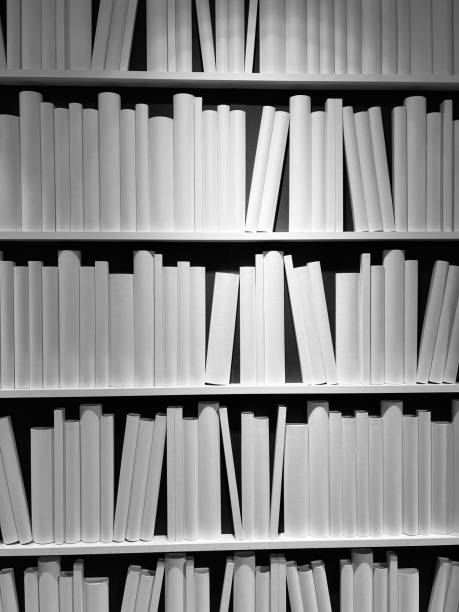 generic black and white library - library book shelf generic imagens e fotografias de stock