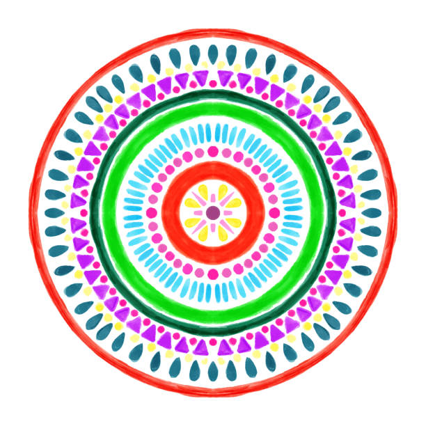 handgezeichnetes regenbogen buntes mandala isoliert. vektor-dekorationselemente. orientalisches muster, designelement für malbuch, tattoo, grußkarte, yoga und meditation. - tribal life stock-grafiken, -clipart, -cartoons und -symbole