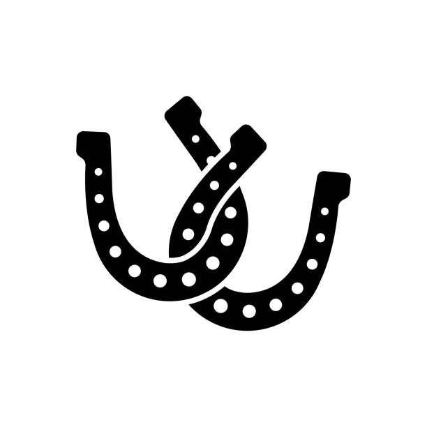 ikona podkowy. symbol szczęścia lub ikona fortuny - horseshoe stock illustrations