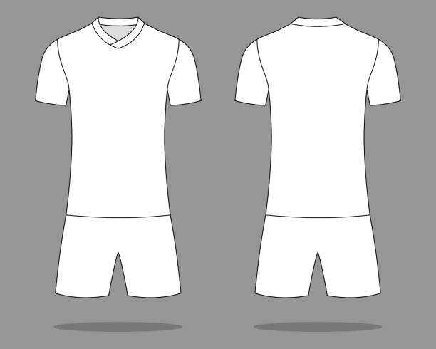 ilustrações de stock, clip art, desenhos animados e ícones de blank white soccer uniform template on gray background - soccer sports uniform soccer uniform jersey