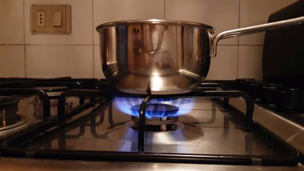火炎ガス、家庭用エネルギー消費 ストックフォト