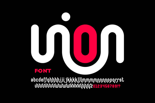 Linked letters font design vector art illustration