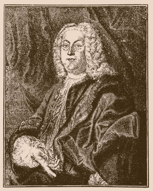 иоганн кристоф готчед (1700—1766), немецкий писатель - fine art portrait german culture germany neo classical stock illustrations