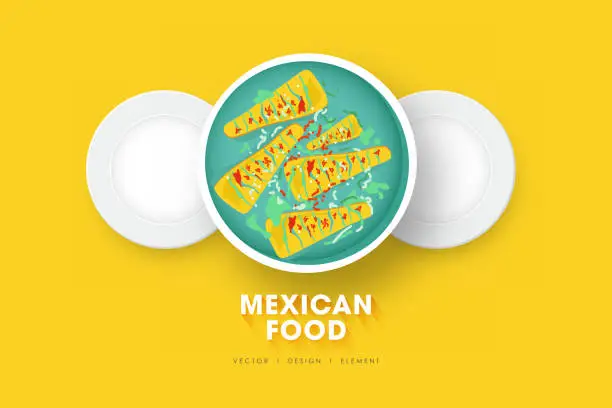 Vector illustration of Mexican food flat design