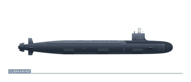 stockillustraties, clipart, cartoons en iconen met submarine isolated on a white background. nuclear attack submarine - onderzeeër