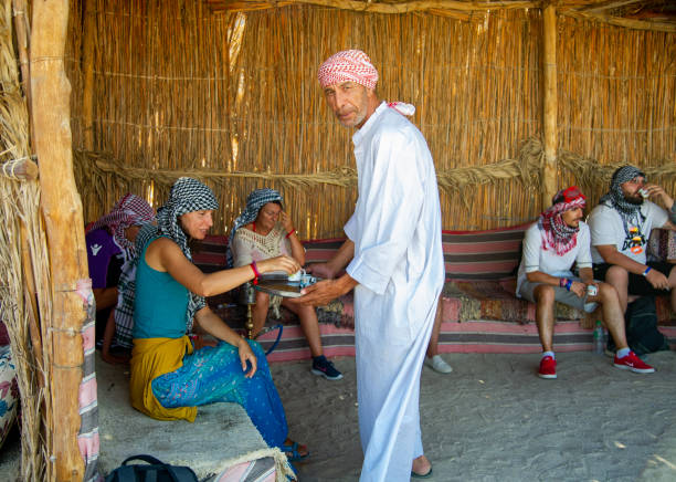August 20 2019 Tourists served traditional black tea in Hurgada Egypt