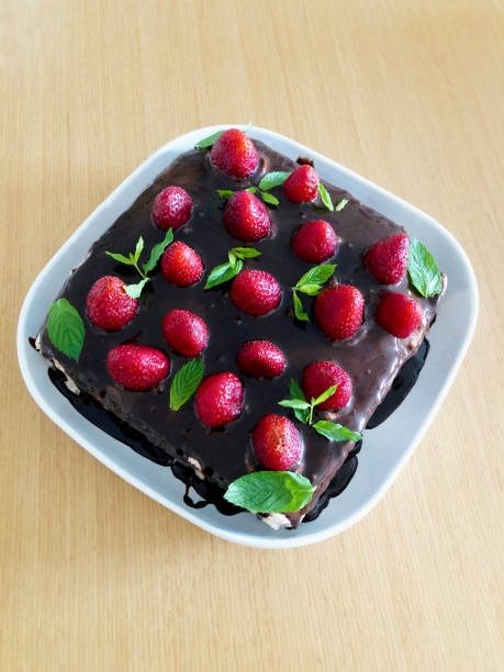 istock Strawberry Cake with Chocolate Sauce 1420114147