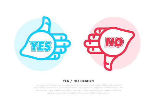 Hand voting with Yes and No in flat style stock illustration