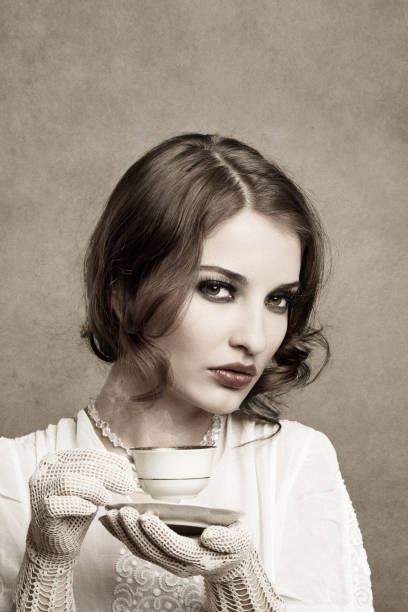 istock Retro woman with a cup of coffee 1420121033