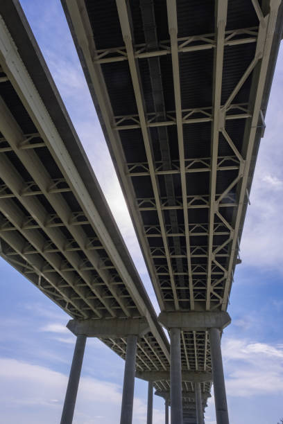 istock View Underneath a Large Bridge Highway on a Sunny Day with Blue Sky 1420123964