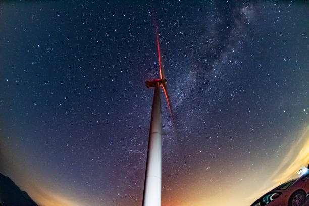istock Wind power plant under the stars 1420126589
