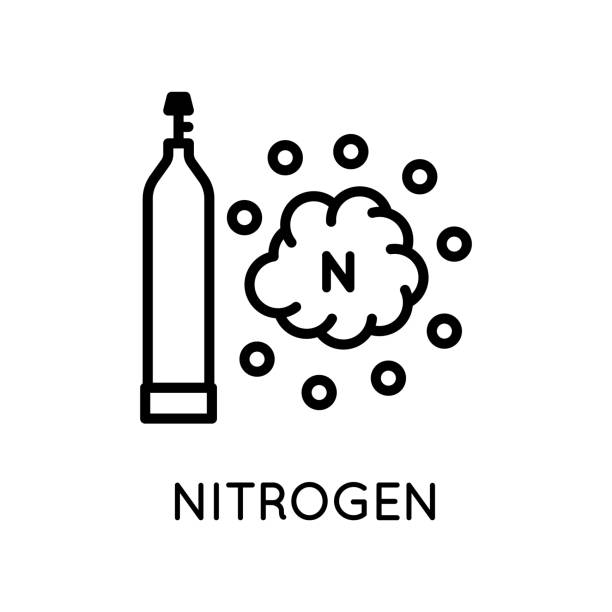 窒素ガスボンベアイコン。白い背景に分離されたシンプルなスタイルのベクターサイン。元のサイズ64x64ピクセル。 - ヘリウム点のイラスト素材／クリップアート素材／マンガ素材／アイコン素材