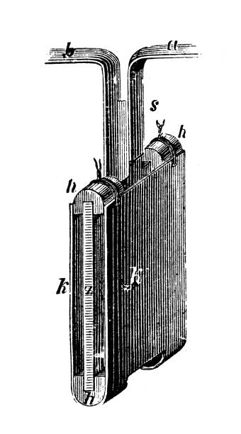 Antique illustration, physics principles and experiments, electricity and magnetism: Electric battery Wollaston