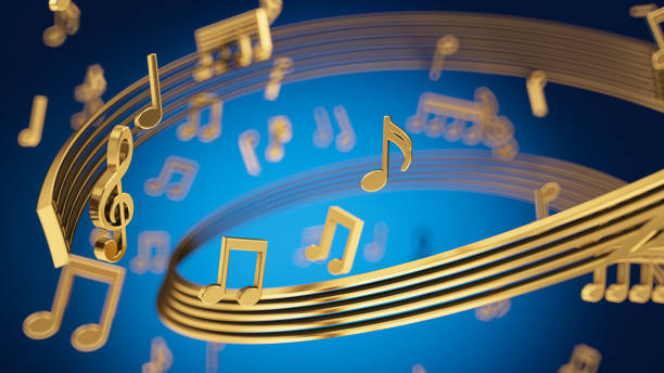 istock Golden Musical Notes Floating in the Air 1420138483