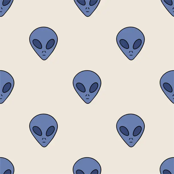 Vector illustration of Aliens vector seamless pattern. Blue alien repeat background for textile, design, fabric, cover etc.