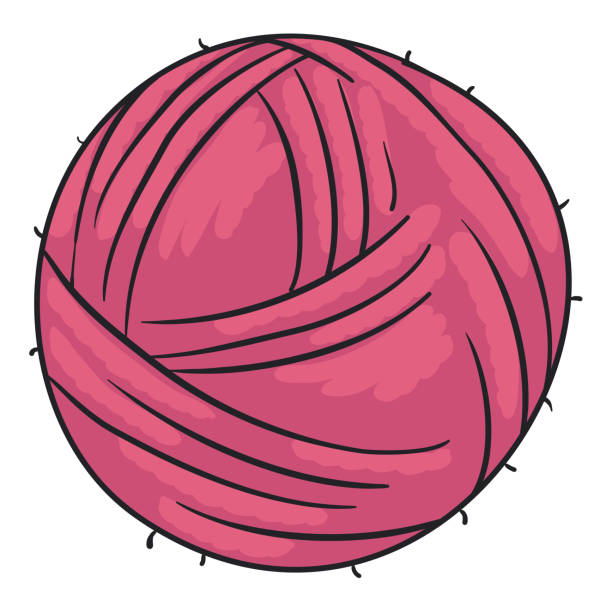 ilustraciones, imágenes clip art, dibujos animados e iconos de stock de bola de hilo rosa aislada sobre fondo blanco, ilustración vectorial - white background string spool sewing item