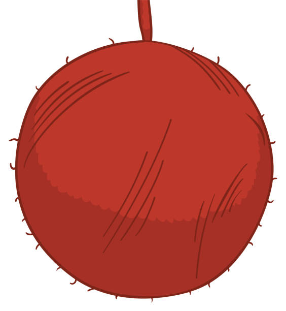 흰색 배경 위에 양모의 빨간 공을 매달고, 벡터 일러스트 레이 션 - white background string spool sewing item stock illustrations