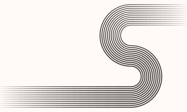 Black and white abstract background with lines as letter S.