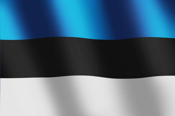 istock Estonia national flag. Estonian blue black white tricolor flag wirh three equal horizontal bands and with smooth wind wave for banner or background. National Symbol. Waves ripples on flag 1420153830