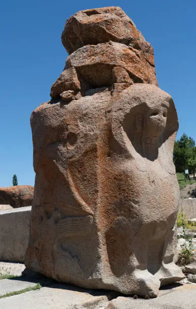 Photo of View of Sphinx Gate from Hittite period in Alacahöyük. Corum, Turkey