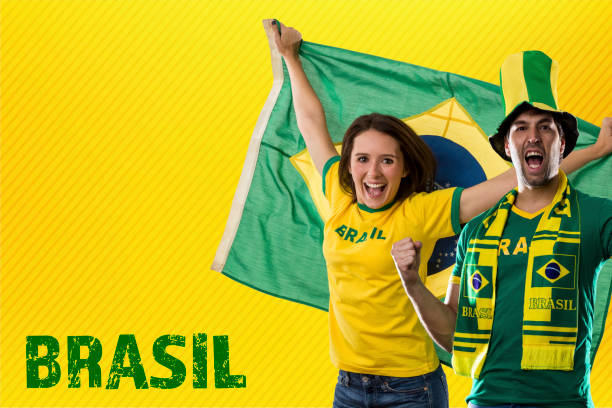istock Brazilian Fans, couple Celebrating 1420159616