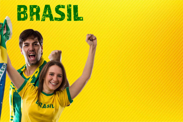 istock Brazilian Fans, couple Celebrating 1420159657