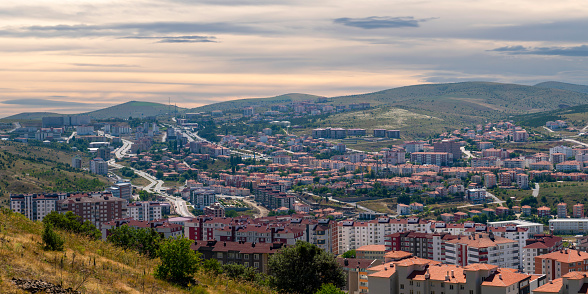 Panoramic view of Yozgat city with the hill in background, Turkey