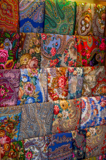 istock National Russian shawls kerchiefs traditional beautiful patterns in the old original form are expensive 1420161722