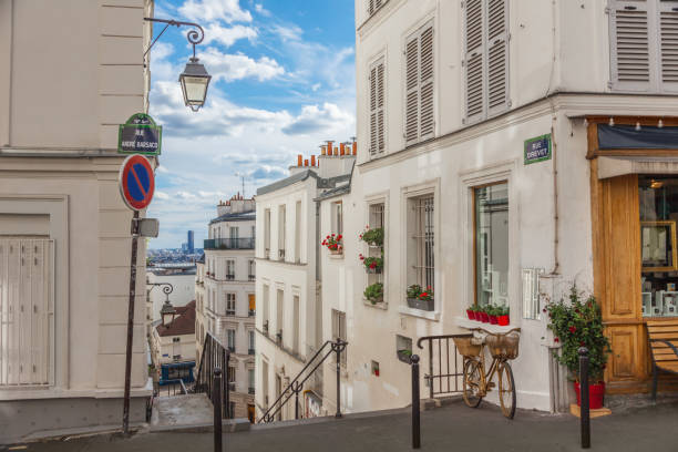 Street in quarter Montmartre in Paris, France.
