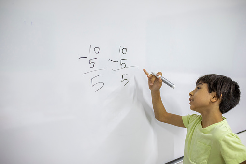 children writing on the blackboard