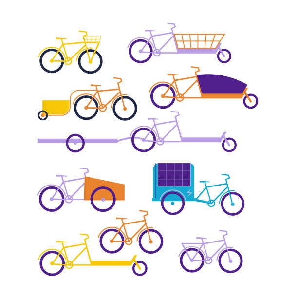 bikes_set - lastenrad stock-grafiken, -clipart, -cartoons und -symbole