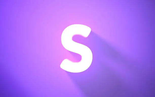 Photo of Neon Letter S on Purple Background (close-up)