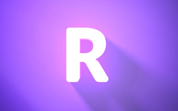 istock Neon Letter R on Purple Background (close-up) 1420170586