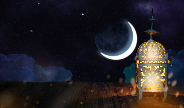 istock Ramadan Kareem celebration theme with lantern and first moon sight 1420170723