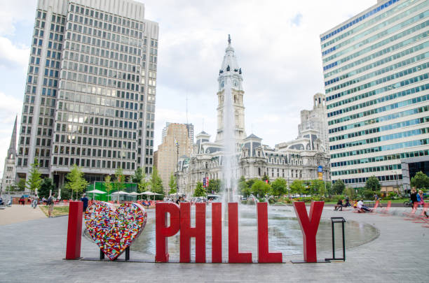I love Philly sign at Love Park stock photo