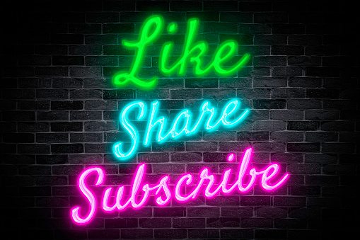 Like, Share, Subscribe neon