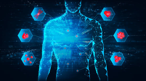 biomarker-entdeckung für diagnostische und prognostische oder prädiktive medizinische zwecke - konzeptionelle illustration - carcinogens stock-grafiken, -clipart, -cartoons und -symbole