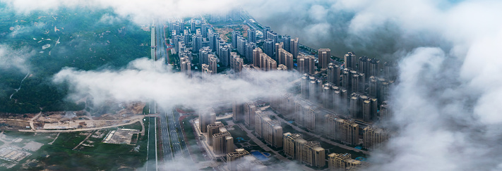 Aerial photography of residential area in Nanbin District, Shantou City, China