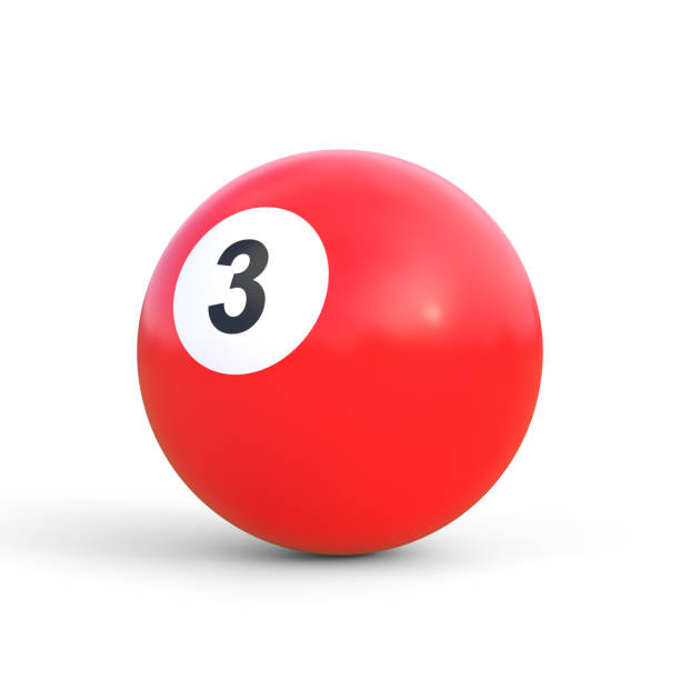 istock Billiard ball number three red color isolated on white background 1420182284