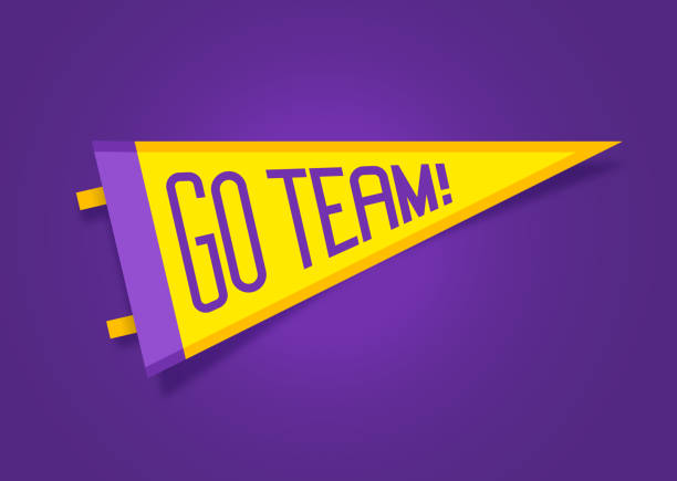 illustrations, cliparts, dessins animés et icônes de go team sports cheering pennant flag design - lsu