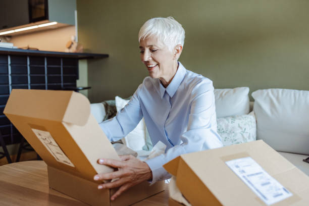 istock Senior woman received an online order 1420191421